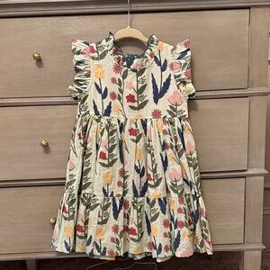 Pink Chicken  Jennifer Floral Kids Dress with Ruffle Sleeves